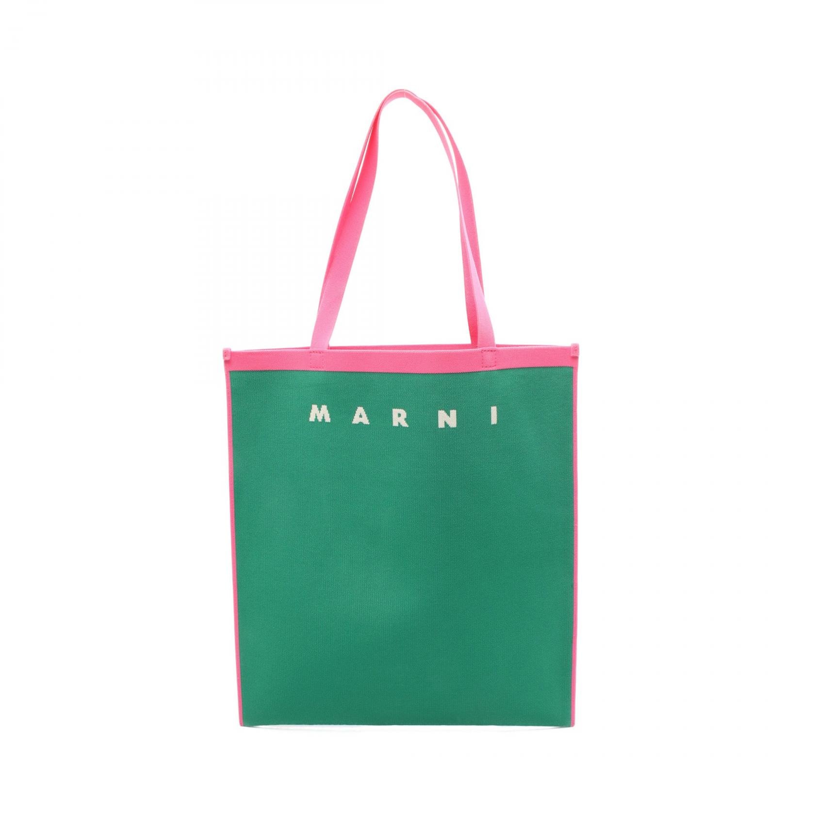 マルニ MARNI ロゴトート トートバッグ バッグ ポリエステル レディース グリーン系 / ピンク系 SHMP0072A0 【中古】