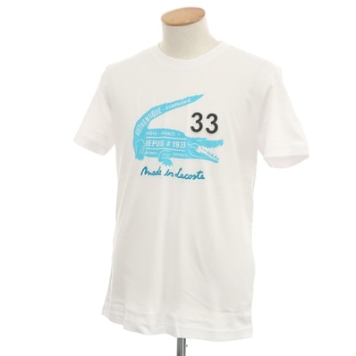 【中古】【未使用】ラコステ LACOSTE コットン クルーネック 半袖Tシャツ ホワイト【サイズ2】【メンズ】