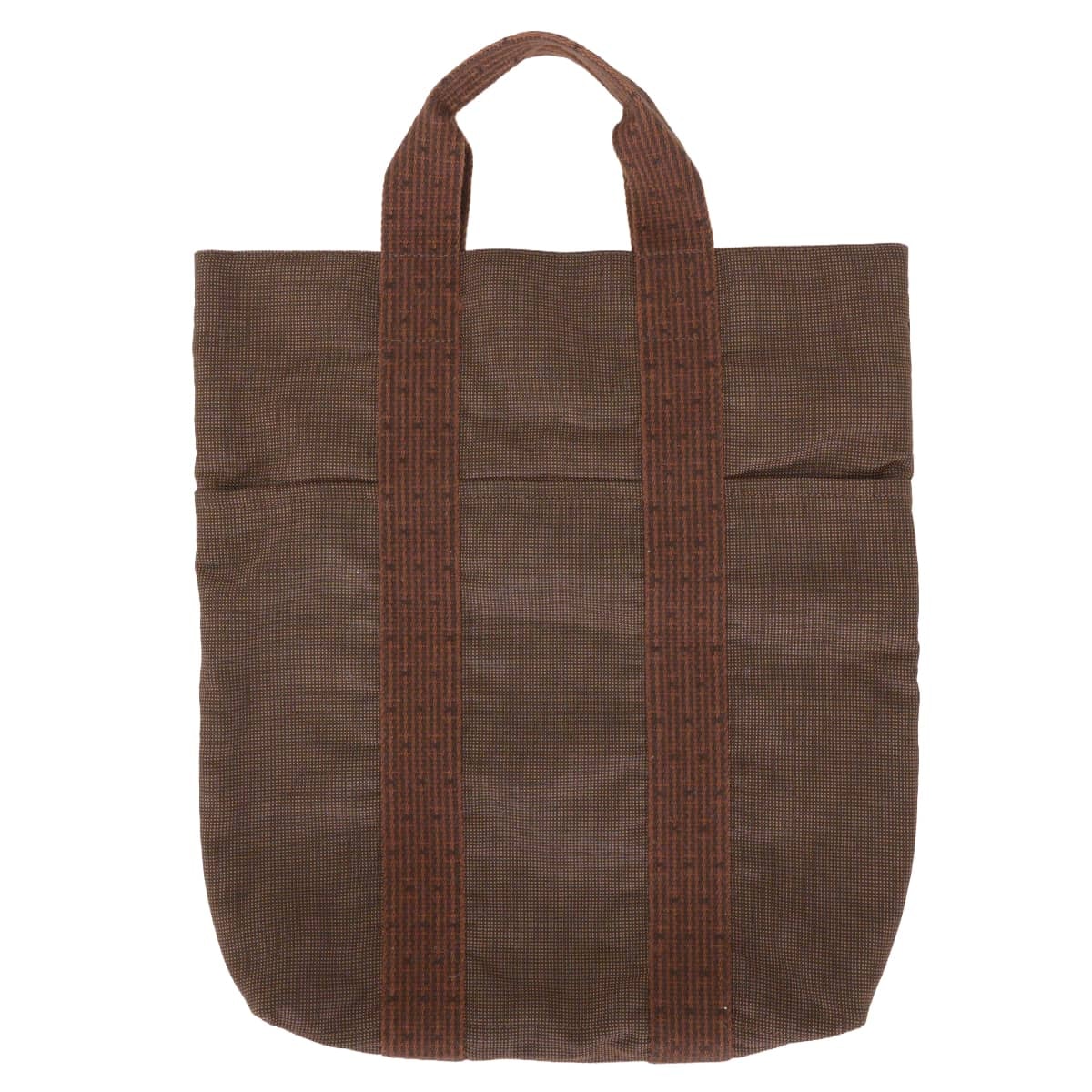 【渋谷並木橋店】HERMES エルメス トートバッグ エールライン カバス MM ブラウン キャンバス シルバー金具 Aランク【中古】