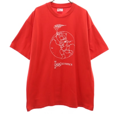 Hanes ヘインズ 90s USA製 オールド オリンピック 半袖 Tシャツ XL レッド シングルステッチ
