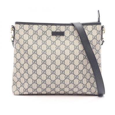 グッチ GUCCI GGスプリーム ショルダーバッグ バッグ PVCコーティングキャンバス レザー レディース アイボリー系 / ネイビー系 388924 【中古】