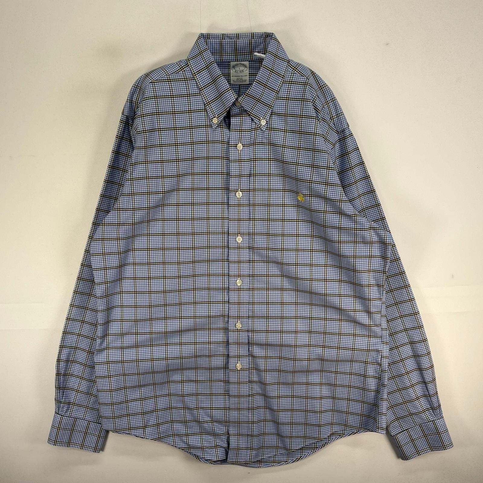 古着 ブルックスブラザーズ Brooks Brothers 長袖シャツ ロゴ 刺繍 チェック ボタンダウン L  ブルー系 マルチカラー メンズ