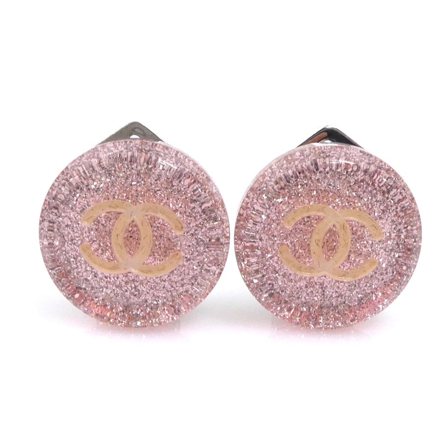 シャネル CHANEL イヤリング レジン/メタル ピンク/シルバー レディース【中古】 h32435a