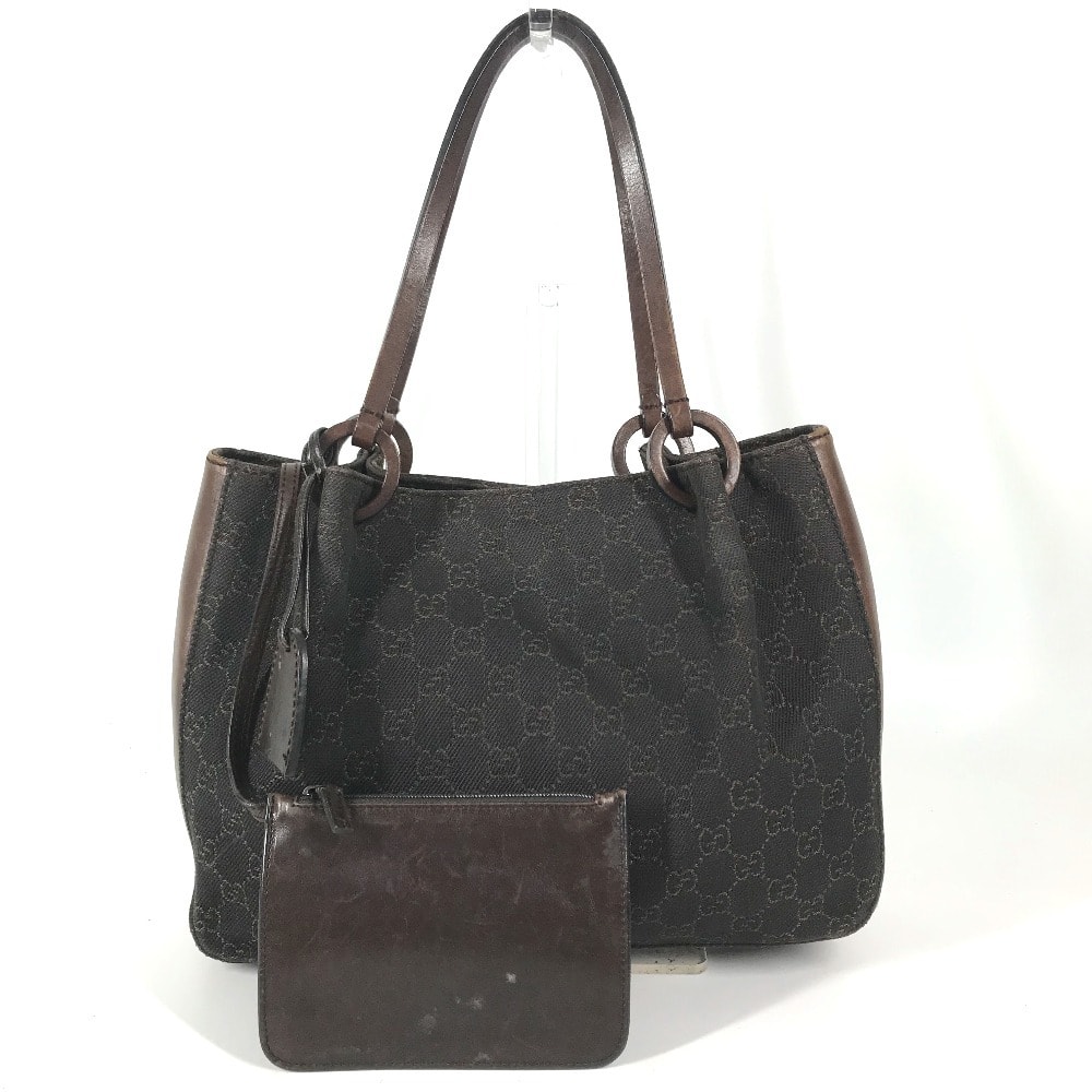 グッチ GUCCI GG ロゴ 101919 カバン トートバッグ 肩掛け ポーチ付き ショルダーバッグ レザー/キャンバス ブラウン