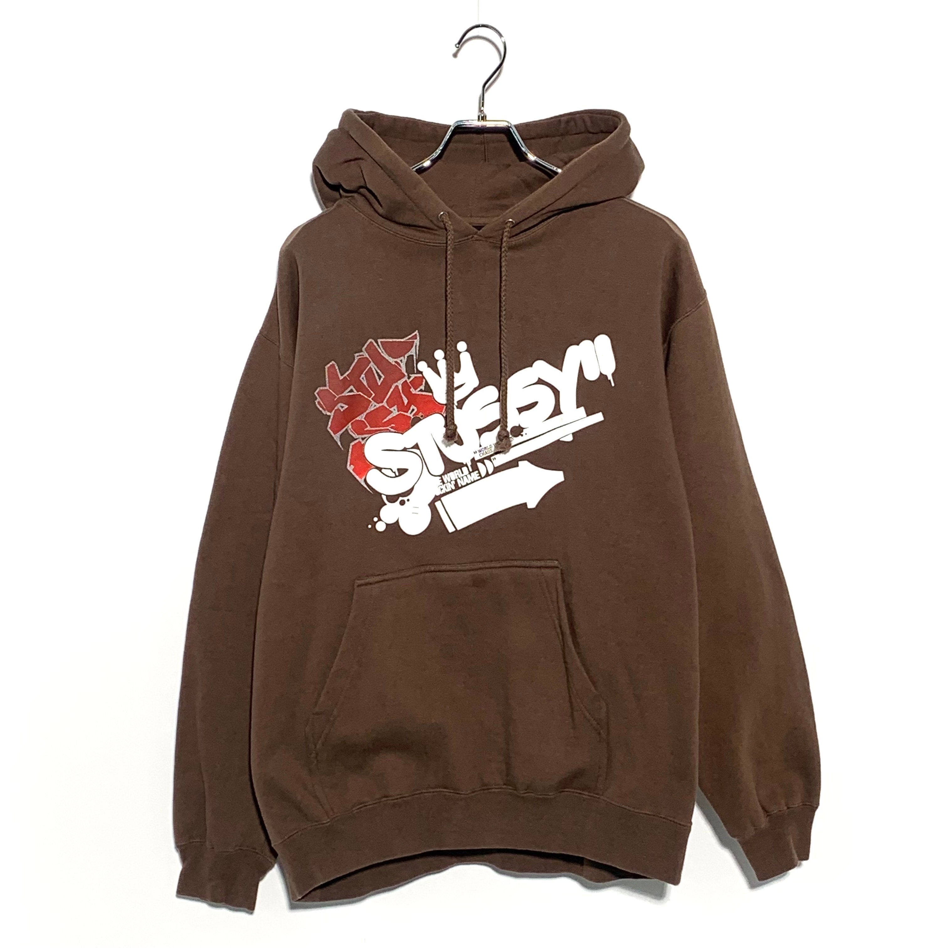 old Stussy Graffiti Pullover Hoodie made in usa brown