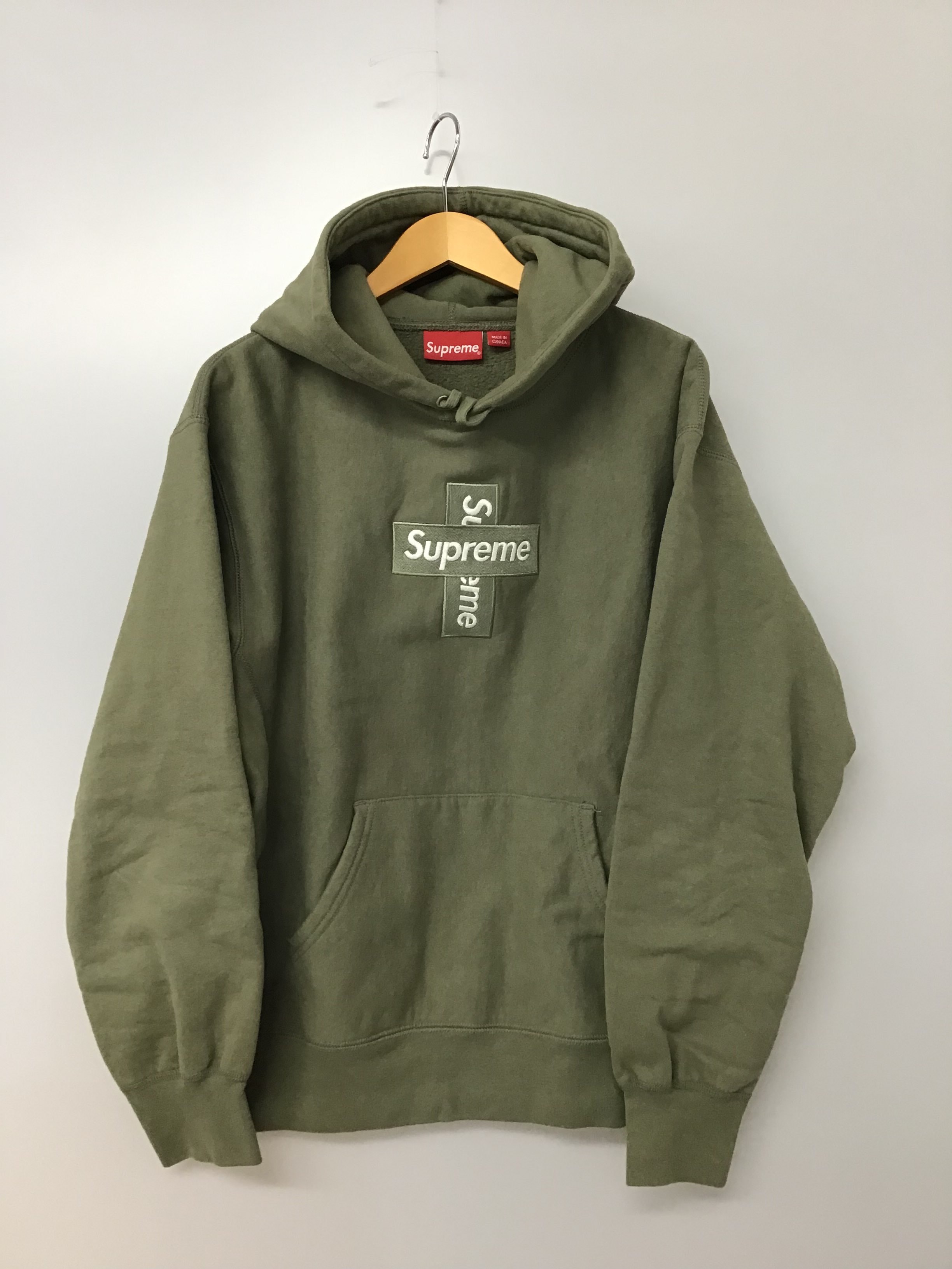 Supreme Cross Box Logo Hooded Sweatshirt "Light Olive"