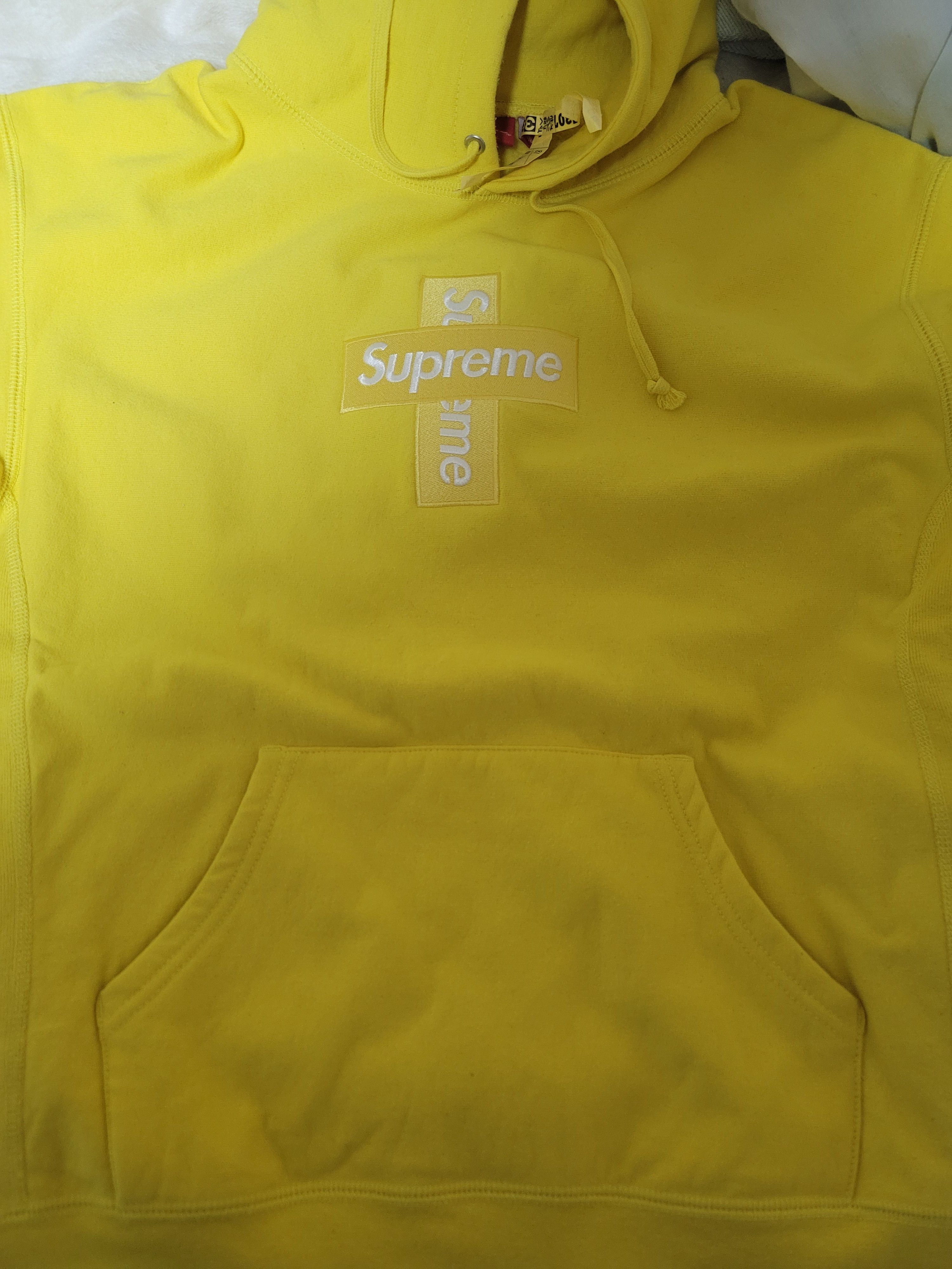 Supreme Cross Box Logo Hooded Sweatshirt "Yellow"