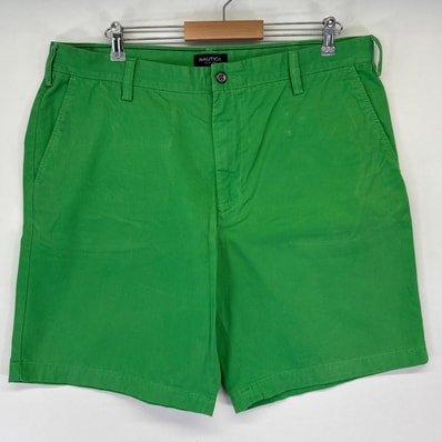古着 ノーティカ NAUTICA ショートパンツ チノパン ワンポイント カラー ハーフ 半ズボン 短パン w38 グリーン メンズ