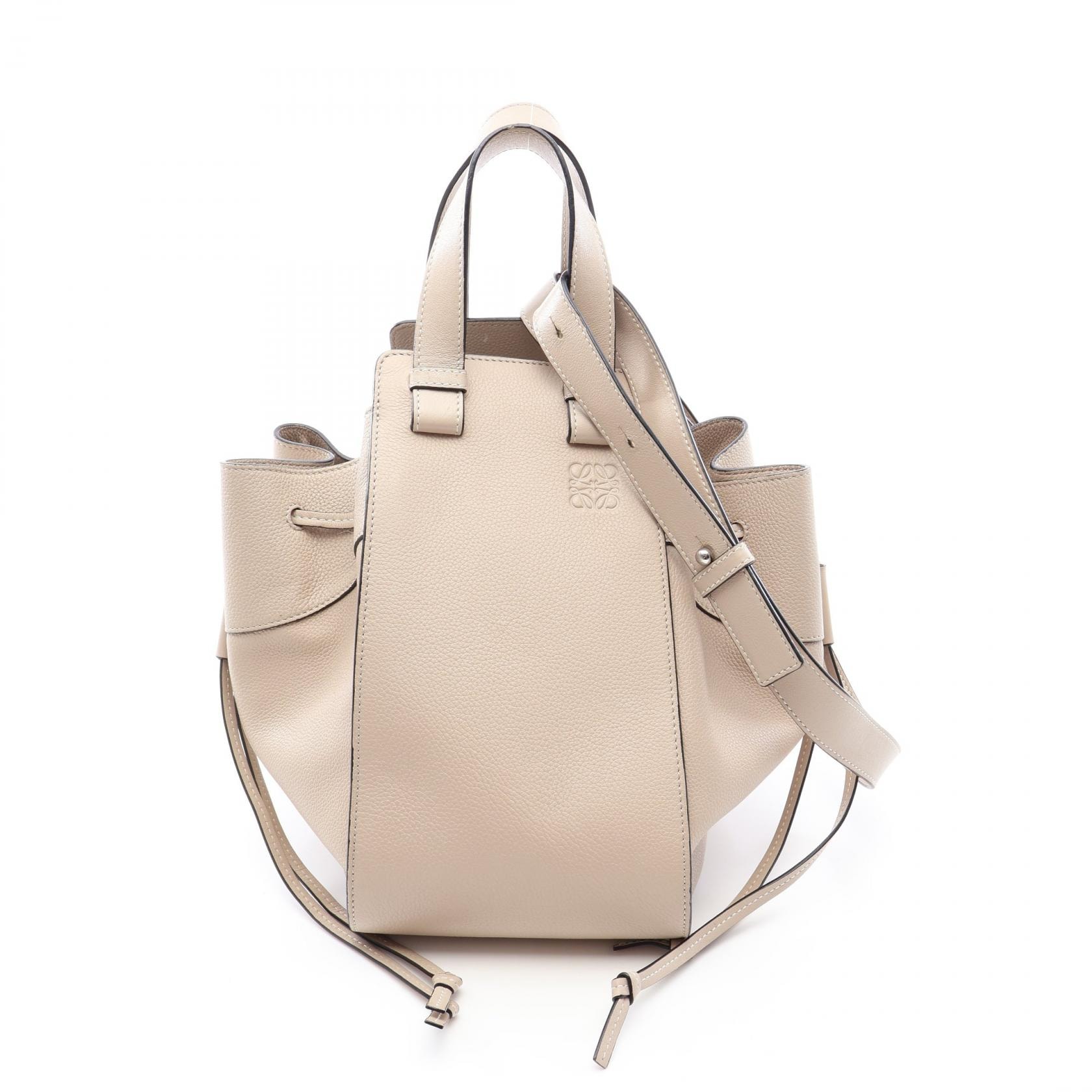 ロエベ LOEWE ハンモックバッグ ドローストリング ミディアム 2WAY ハンドバッグ バッグ レザー レディース ベージュ系 【中古】