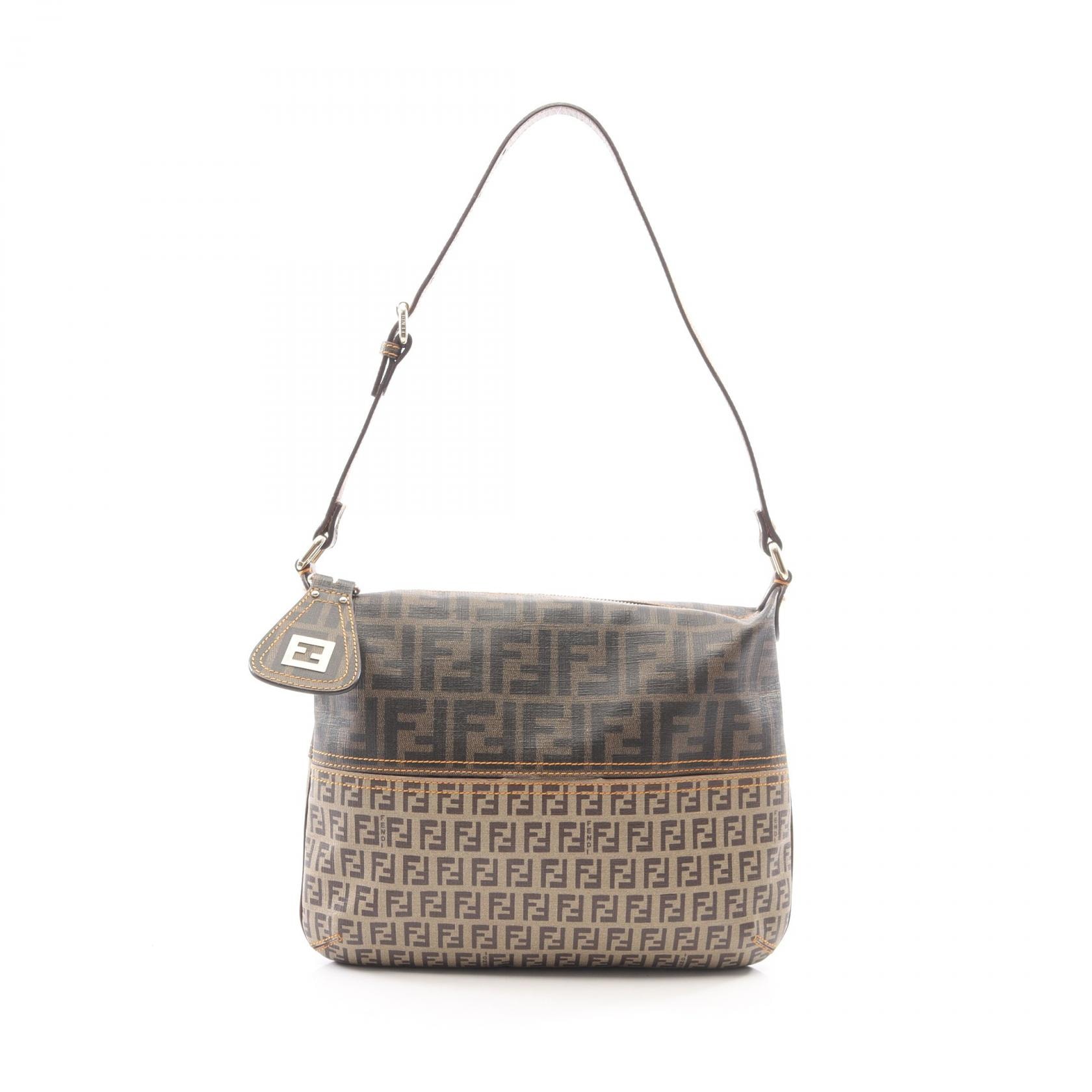 フェンディ FENDI ズッカ ズッキーノ ショルダーバッグ バッグ PVCコーティングキャンバス レザー レディース ブラウン系 / ベージュ系 / ブラック系 【中古】