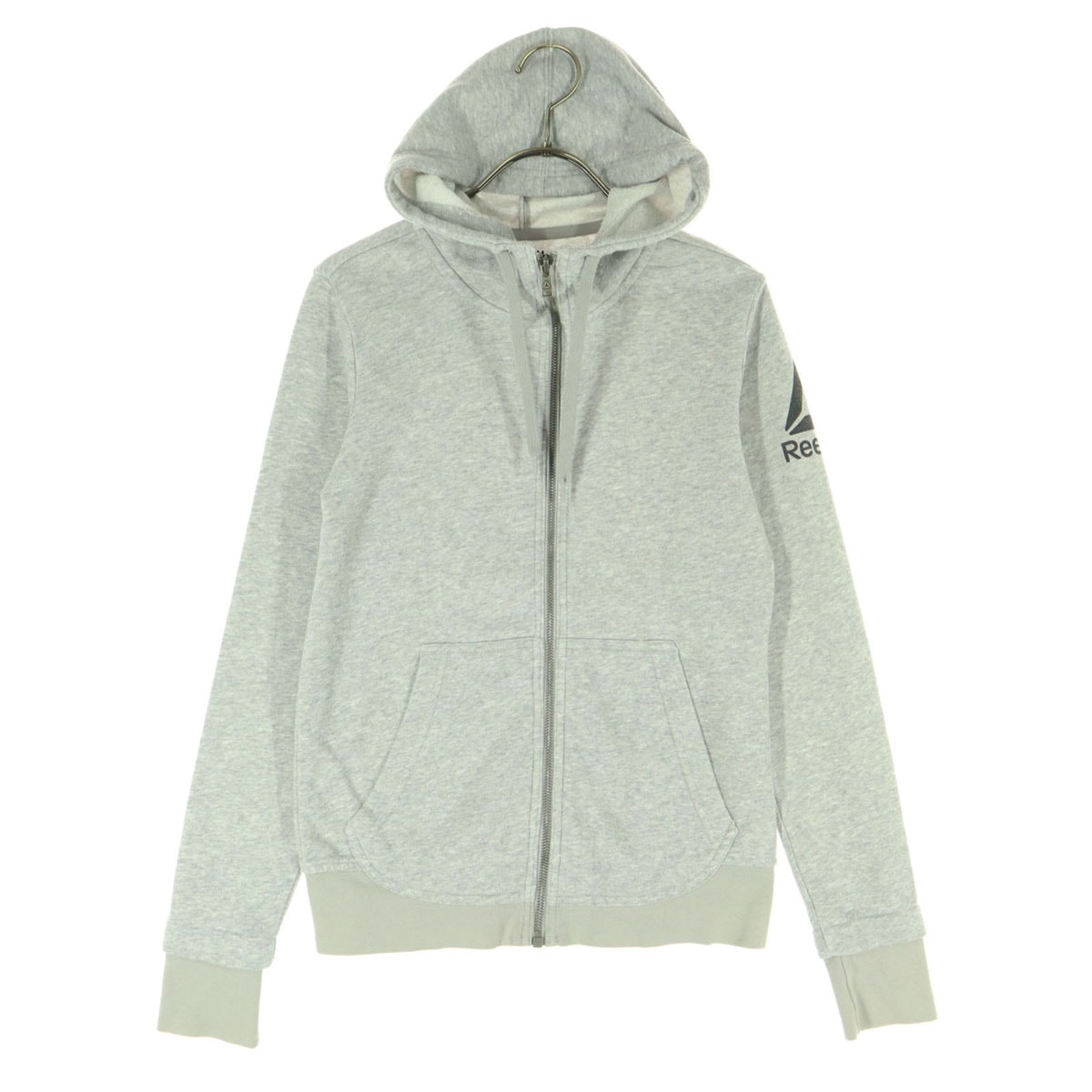 Reebok リーボック ブランドロゴ 長袖 ジップパーカー M グレー