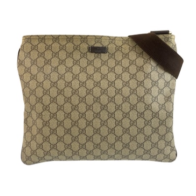 美品 GUCCI グッチ ベージュ ブラウン GGスプリームキャンバス ショルダーバッグ メッセンジャーバッグ 604141 【中古】