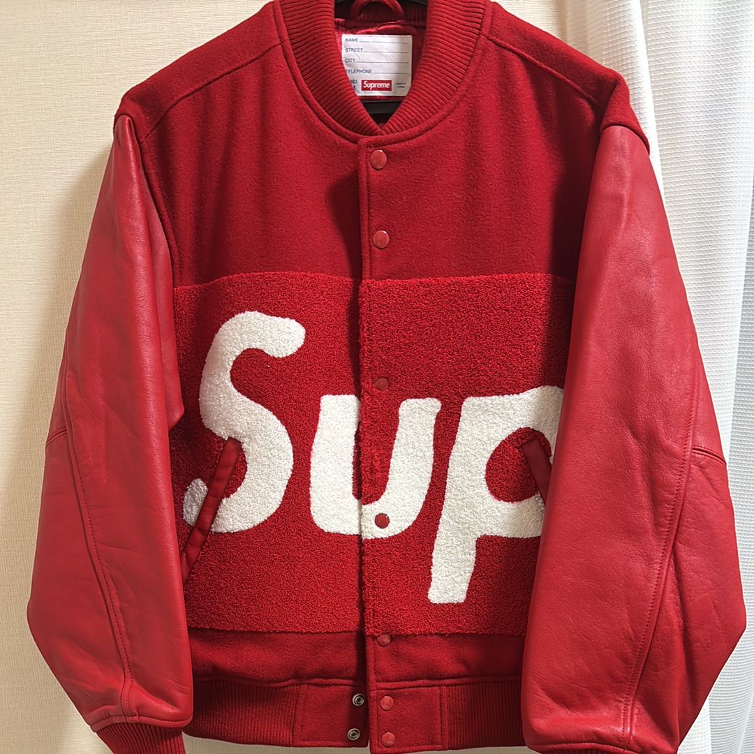 Supreme Big Logo Chenille Varsity Jacket "Red"