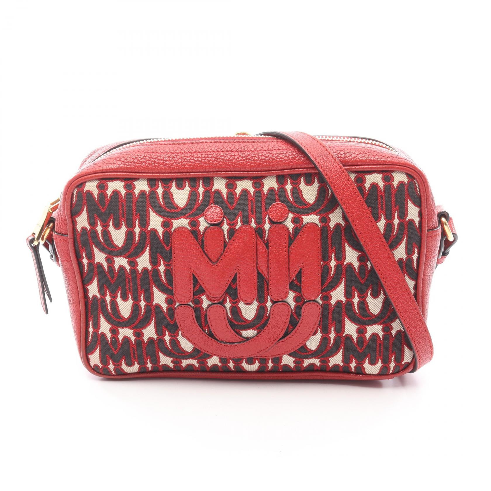 ミュウ ミュウ Miu Miu miu miu × MM(Paris) ショルダーバッグ バッグ レザー レディース レッド系 / ブラック系 / アイボリー系 【中古】