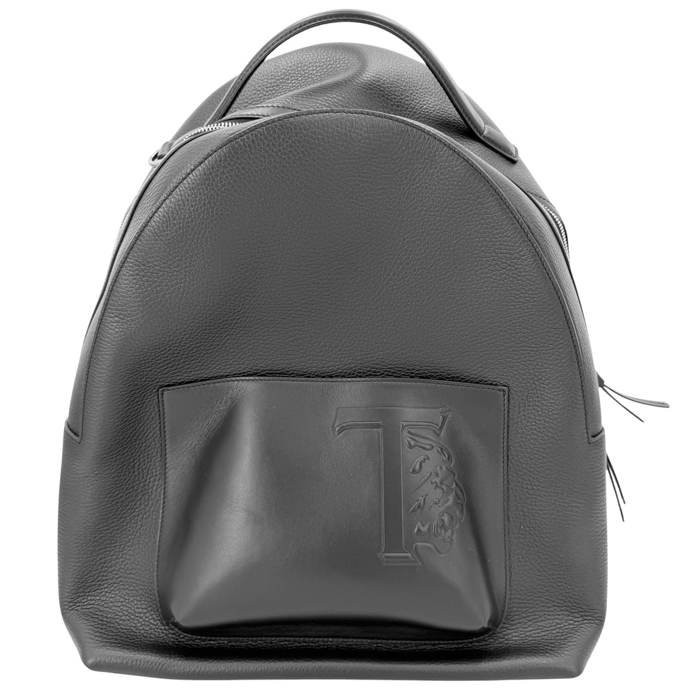 TOD’S トッズ リュック バックパック ロゴ レザー    ブラック 黒 シルバー金具 メンズ【中古品】