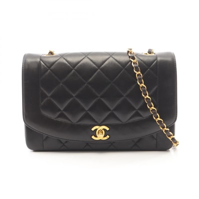 シャネル CHANEL マトラッセ ダイアナフラップ ショルダーバッグ バッグ ラムスキン(羊革) レディース ブラック系 A01165 【中古】