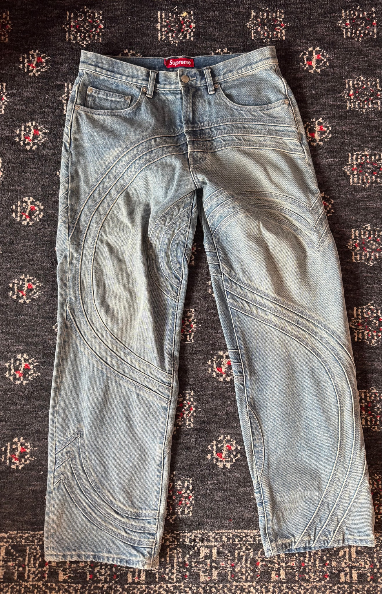 Supreme S Logo Loose Fit Jean "Washed Blue"