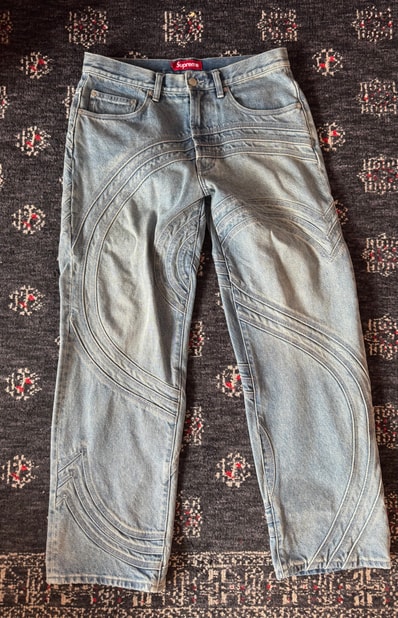 Supreme S Logo Loose Fit Jean "Washed Blue"