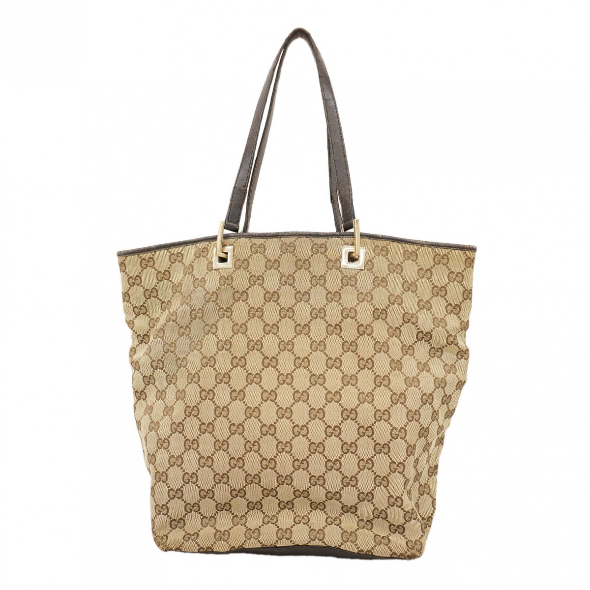 【6de5808-k】グッチ トートバッグ GGキャンバス 002 1098 キャンバス ブラウン ベージュ シャンパンゴールド金具【中古】レディース