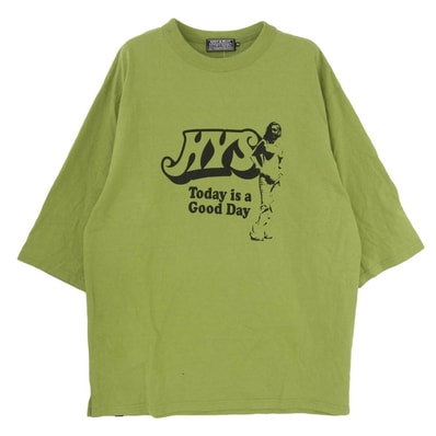HYSTERIC GLAMOUR ヒステリックグラマー 02231CT24 GOOD DAY 五分袖 Tシャツ カットソー グリーン系 XL【中古】