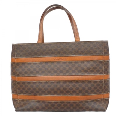 ★SALE【6dc2383-k】セリーヌ トートバッグ マカダム PVC ブラウン ゴールド金具【中古】レディース