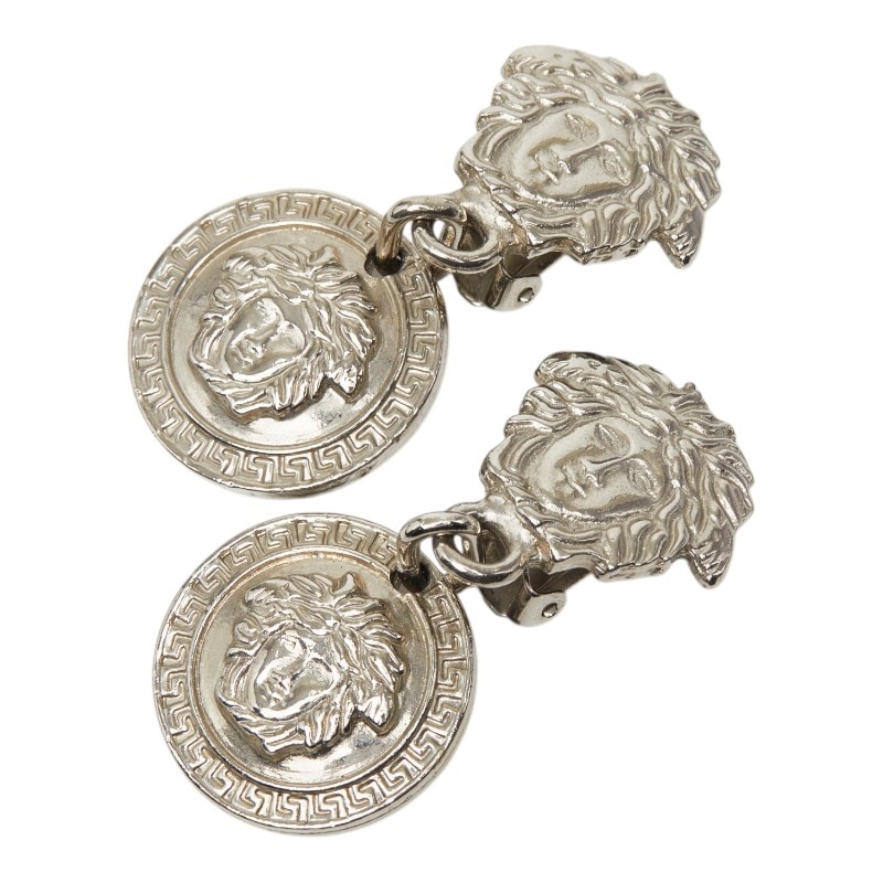 ヴェルサーチェ メデューサ ロゴ イヤリング シルバー メタル レディース VERSACE 【中古】