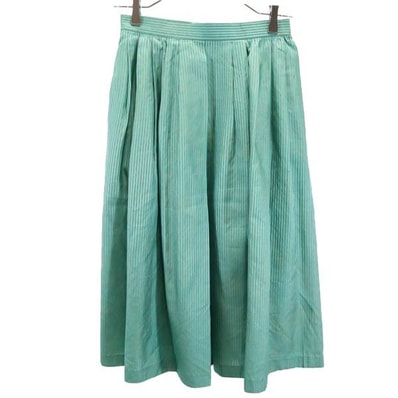 YVES SAINT LAURENT イヴサンローラン 80s 90s ヴィンテージ ストライプ ミディ丈 プリーツスカート M グリーン