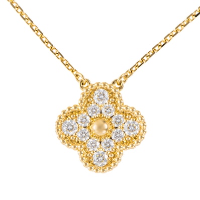 Van Cleef & Arpels ヴァンクリーフ&アーペル アルハンブラ ヴィンテージアルハンブラ ペンダント VCARA45300 ネックレス K18YG ダイヤモンド ゴールド【中古】