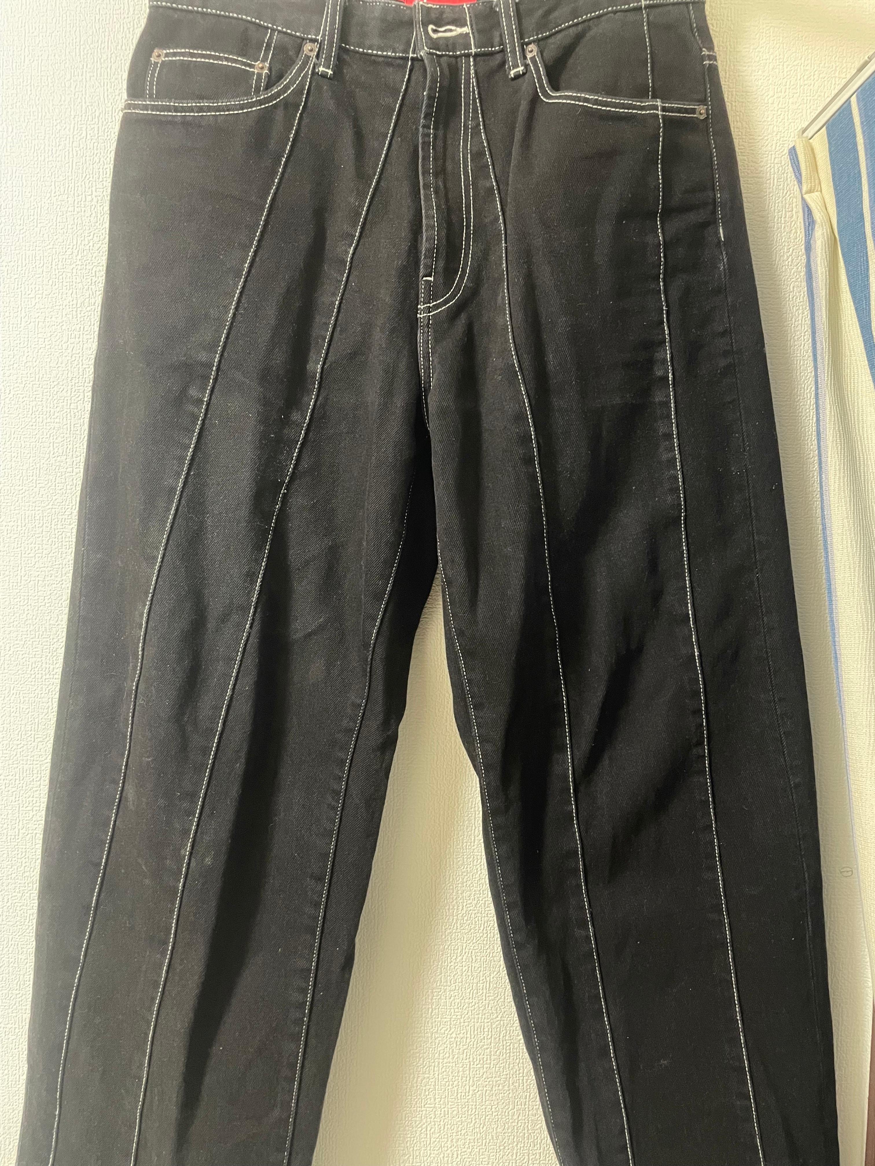 Supreme Paneled Stripe Baggy Jean "Black"