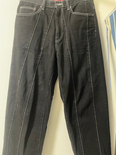 Supreme Paneled Stripe Baggy Jean "Black"