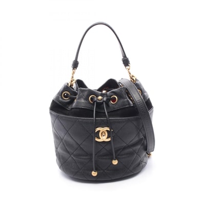 シャネル CHANEL マトラッセ ミニバケット ショルダーバッグ バッグ カーフ(牛革) レディース ブラック系 【中古】
