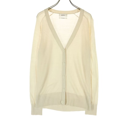 美品 Mila Owen ミラオーウェン 長袖 ウール混 薄手 Vネック カーディガン F アイボリーピンク 09WNT162164