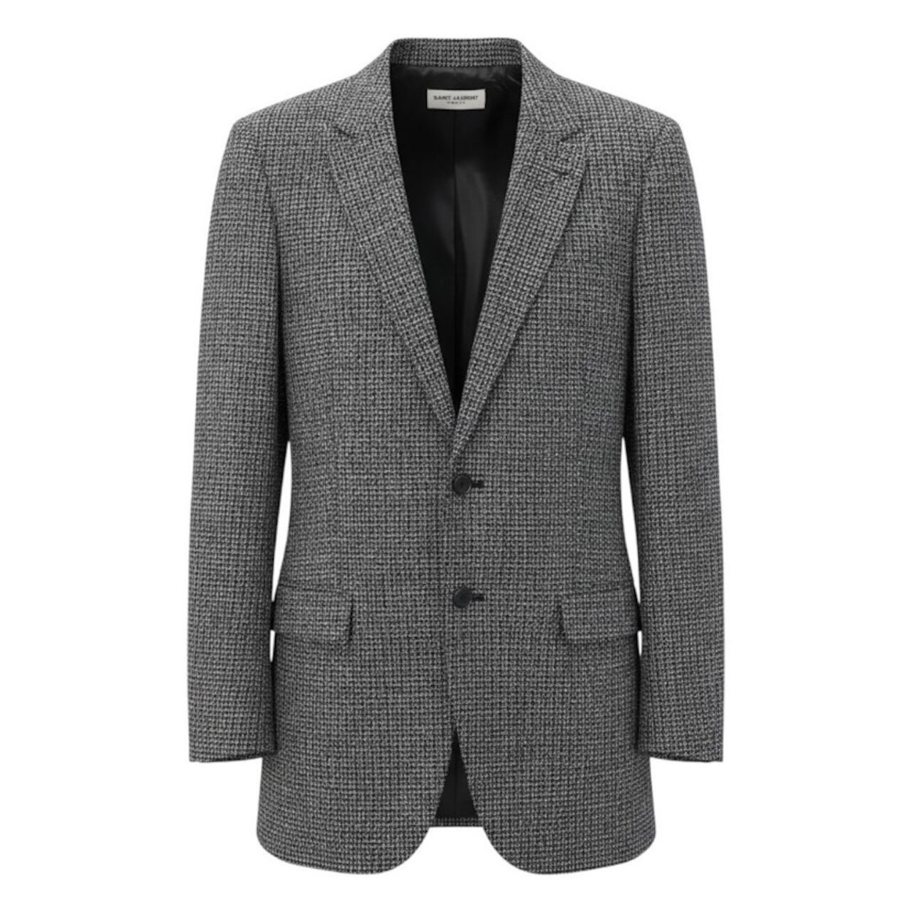 超美品 SAINT LAURENT サンローラン ツイードジャケット グレー ウール テーラードジャケット A3-00187 【中古】