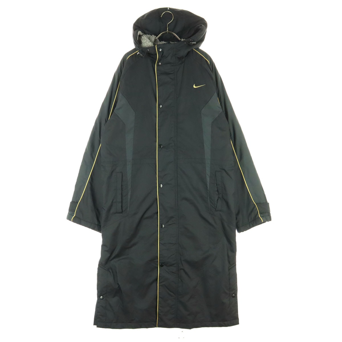 美品 NIKE ナイキ スウッシュ 長袖 中綿入り ベンチコート L ブラック 裏ボア