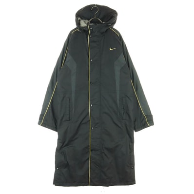 美品 NIKE ナイキ スウッシュ 長袖 中綿入り ベンチコート L ブラック 裏ボア