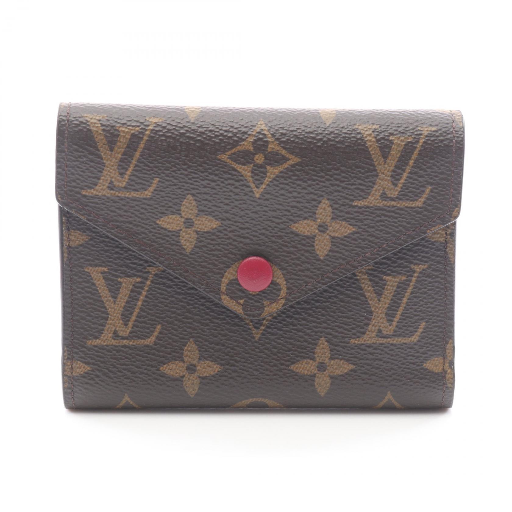 ルイ・ヴィトン LOUIS VUITTON ポルトフォイユ ヴィクトリーヌ モノグラム フューシャ 三つ折り財布 財布 PVCコーティングキャンバス モノグラム レディース ブラウン系 / ピンク系 M41938 【中古】