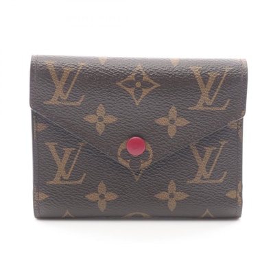 ルイ・ヴィトン LOUIS VUITTON ポルトフォイユ ヴィクトリーヌ モノグラム フューシャ 三つ折り財布 財布 PVCコーティングキャンバス モノグラム レディース ブラウン系 / ピンク系 M41938 【中古】