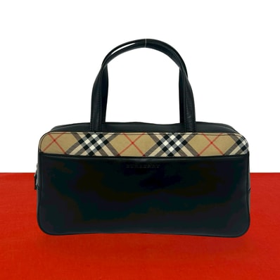 BURBERRY バーバリー ノバチェック レザー トートバッグ ブラック
37265