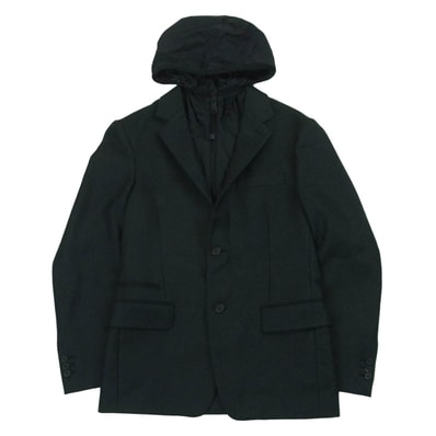 PRADA プラダ SD064 2017 取り外し可能ナイロンインナー ウール シングル 2B テーラード ジャケット ダークグレー系 46【中古】