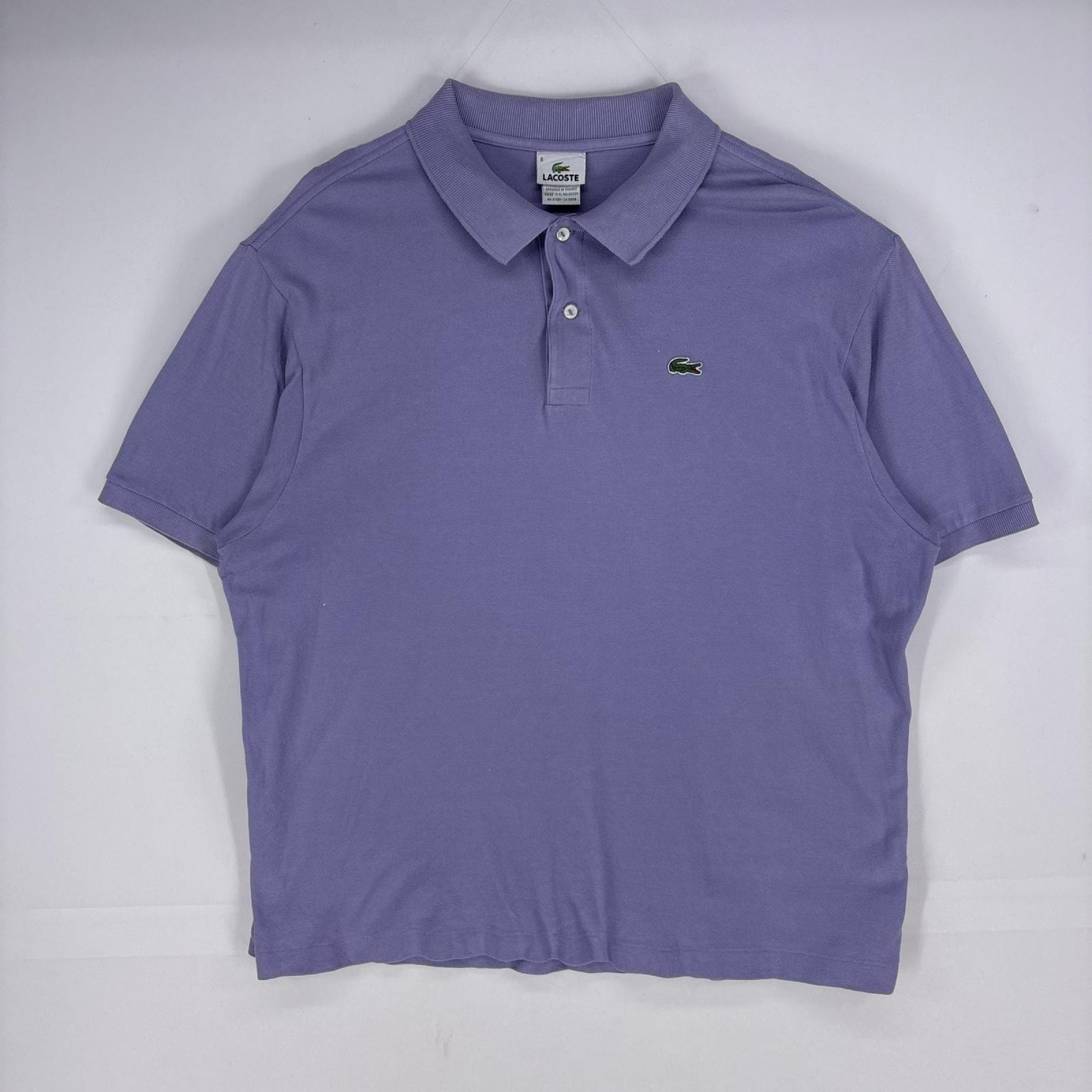 古着 ラコステ LACOSTE 半袖シャツ ワンポイントロゴ ポロシャツ ワッペン ショートスリーブ 8  パープル系 メンズ