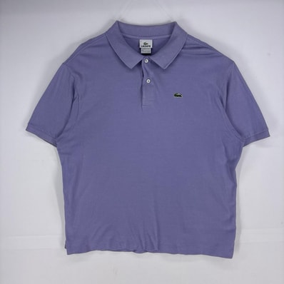 古着 ラコステ LACOSTE 半袖シャツ ワンポイントロゴ ポロシャツ ワッペン ショートスリーブ 8 パープル系 メンズ