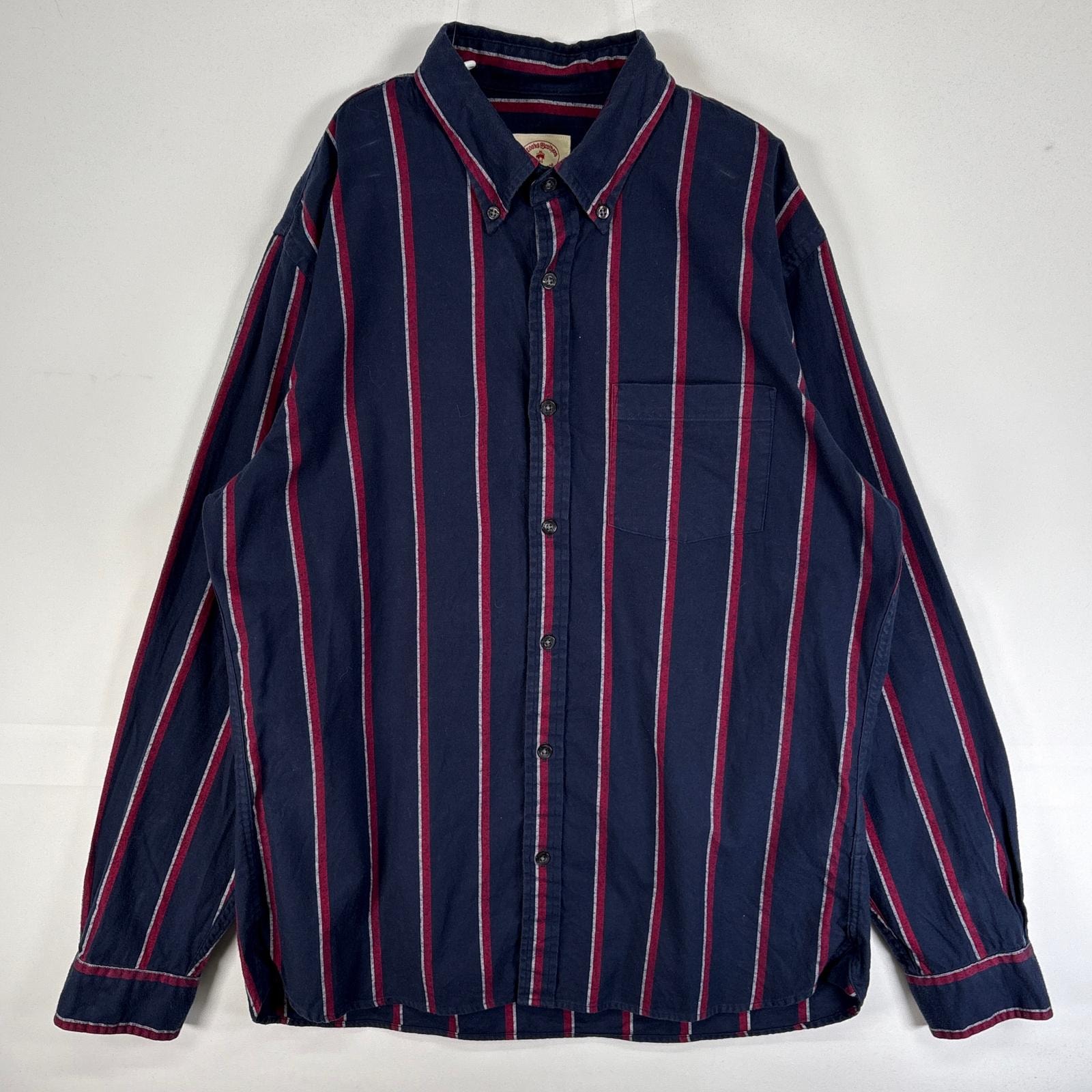古着 ブルックスブラザーズ Brooks Brothers 長袖シャツ ストライプ 胸ポケ RED FLEECE L  ネイビー マルチカラー メンズ