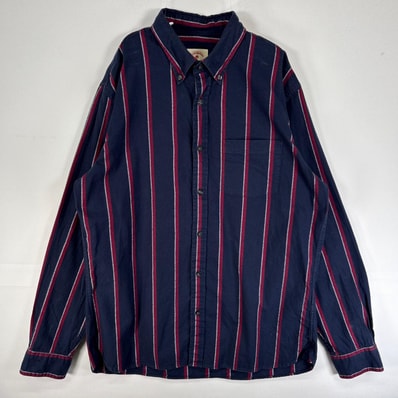 古着 ブルックスブラザーズ Brooks Brothers 長袖シャツ ストライプ 胸ポケ RED FLEECE L ネイビー マルチカラー メンズ