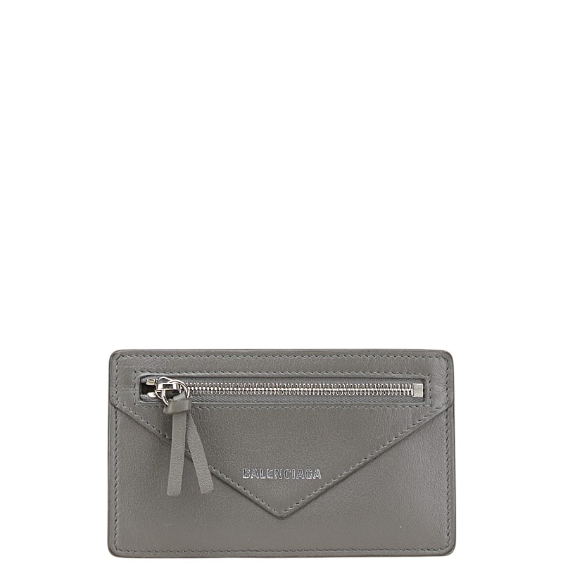 バレンシアガ カードケース コインケース フラグメントケース 499203 グレー レザー メンズ BALENCIAGA 中古