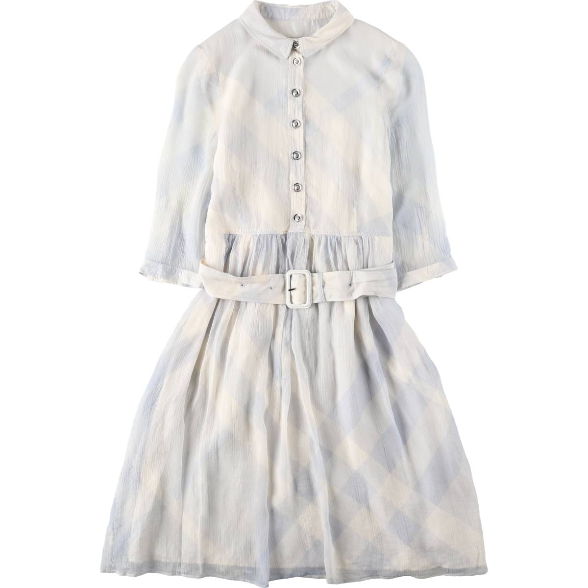古着 バーバリー Burberry's BURBERRY LONDON チェック柄 ハーフ丈 七分袖 フレア ワンピース イタリア製 レディースM相当/eaa620108