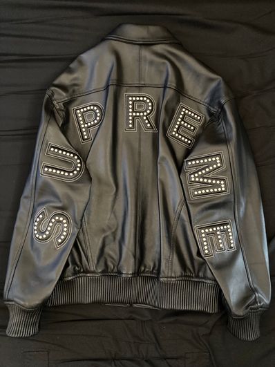 Supreme Studded Arc Logo Leather Jacket "Black"