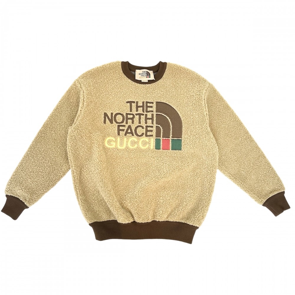 GUCCI グッチ ニット THE NORTH FACE セーター トップス ザ ノースフェイス コラボ アパレル 服 XS 644662 ブラウン 茶 アクリル ポリエステル メンズ 秋 冬 美品【中古品】