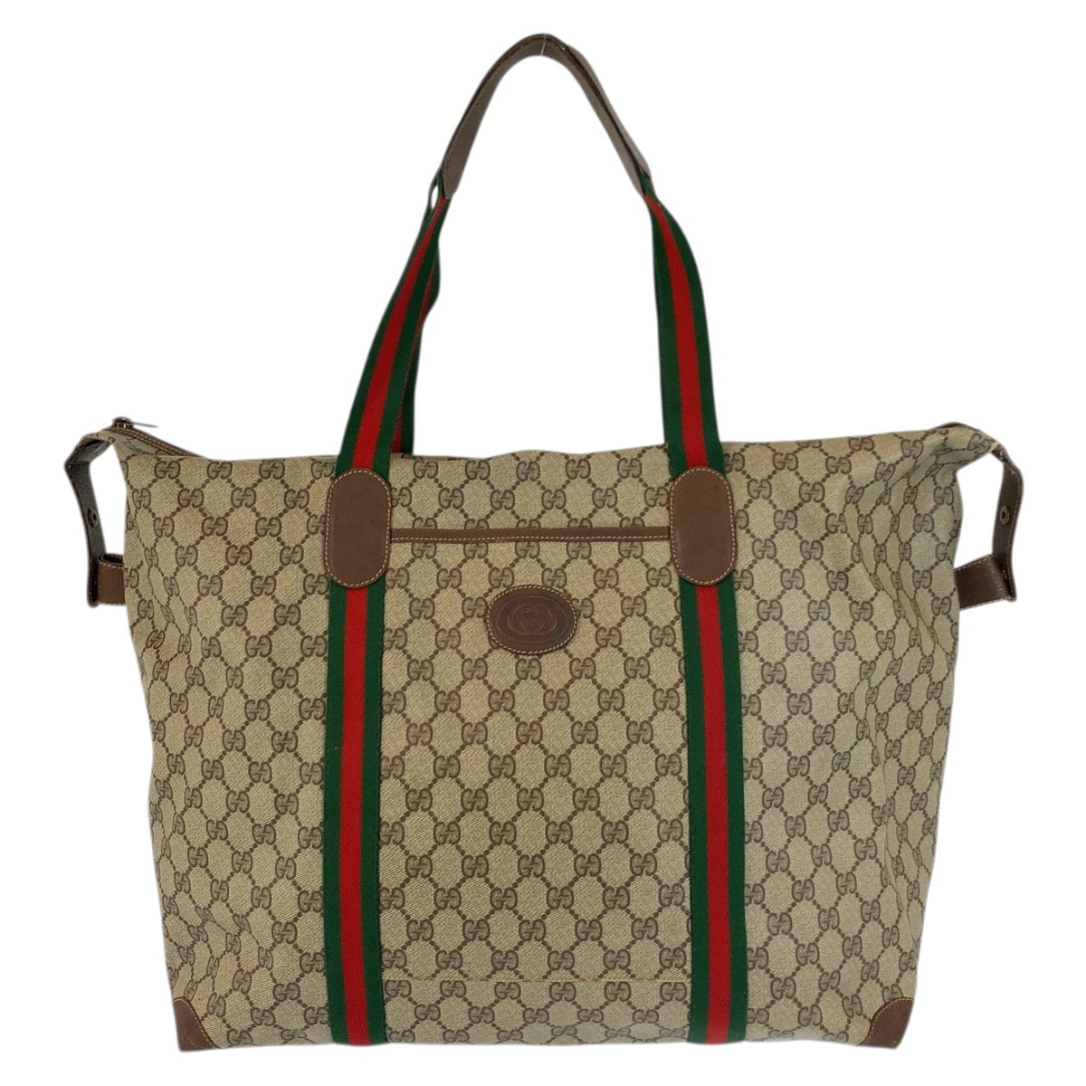 美品 GUCCI グッチ ヴィンテージ シェリーライン ベージュ ブラウン GGスプリームキャンバス ボストンバッグ トートバッグ 601657 【中古】