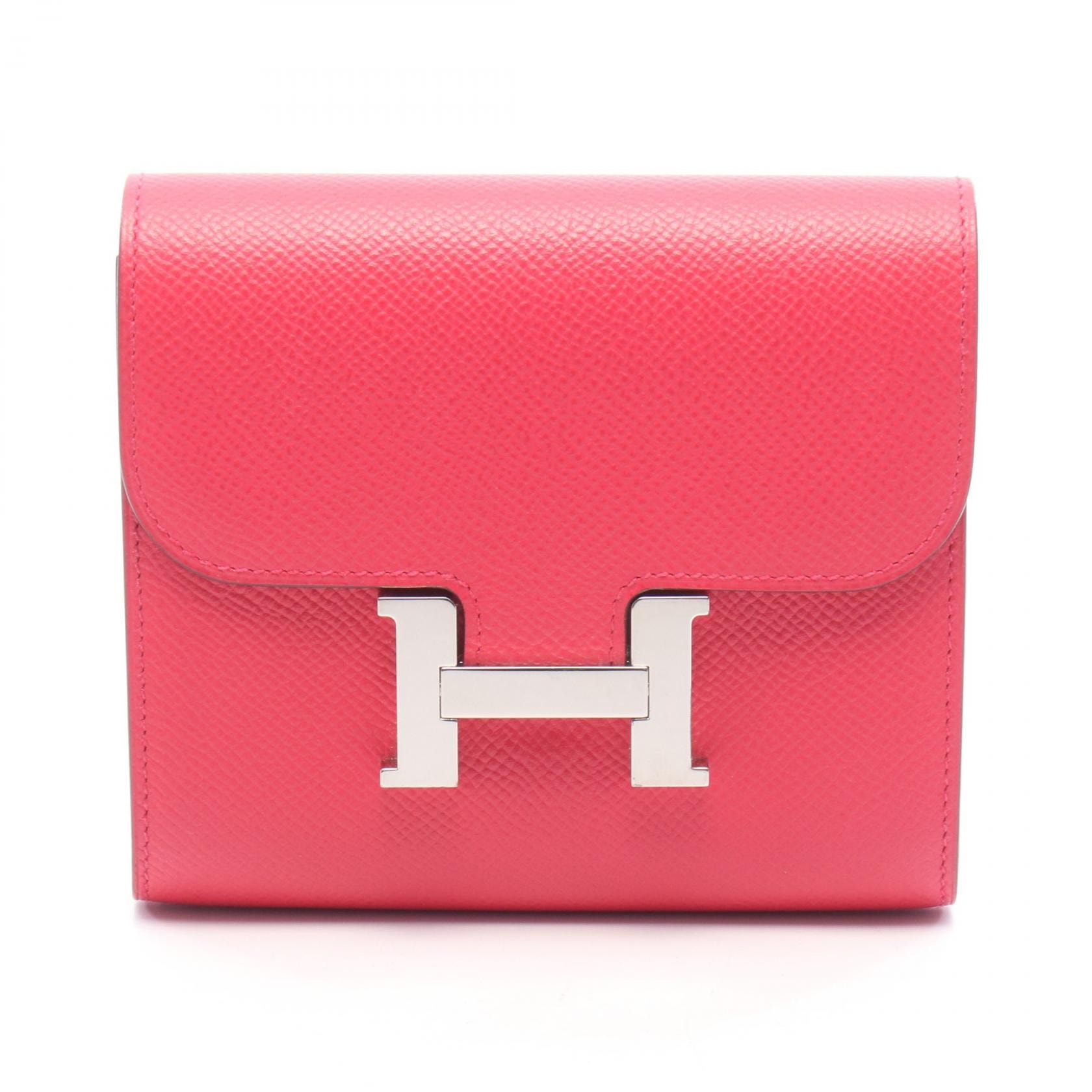 エルメス HERMES コンスタンス コンパクト 二つ折り財布 財布 レザー カーフ(牛革) ヴォーエプソン ヴォーエプソン ローズエクストリーム A刻印(2017年製造) レディース ピンク系 061865CK 【中古】