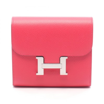 エルメス HERMES コンスタンス コンパクト 二つ折り財布 財布 レザー カーフ(牛革) ヴォーエプソン ヴォーエプソン ローズエクストリーム A刻印(2017年製造) レディース ピンク系 061865CK 【中古】